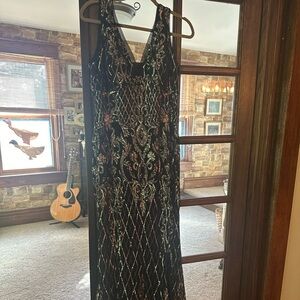 Formal Black and Gold Sequin Dress